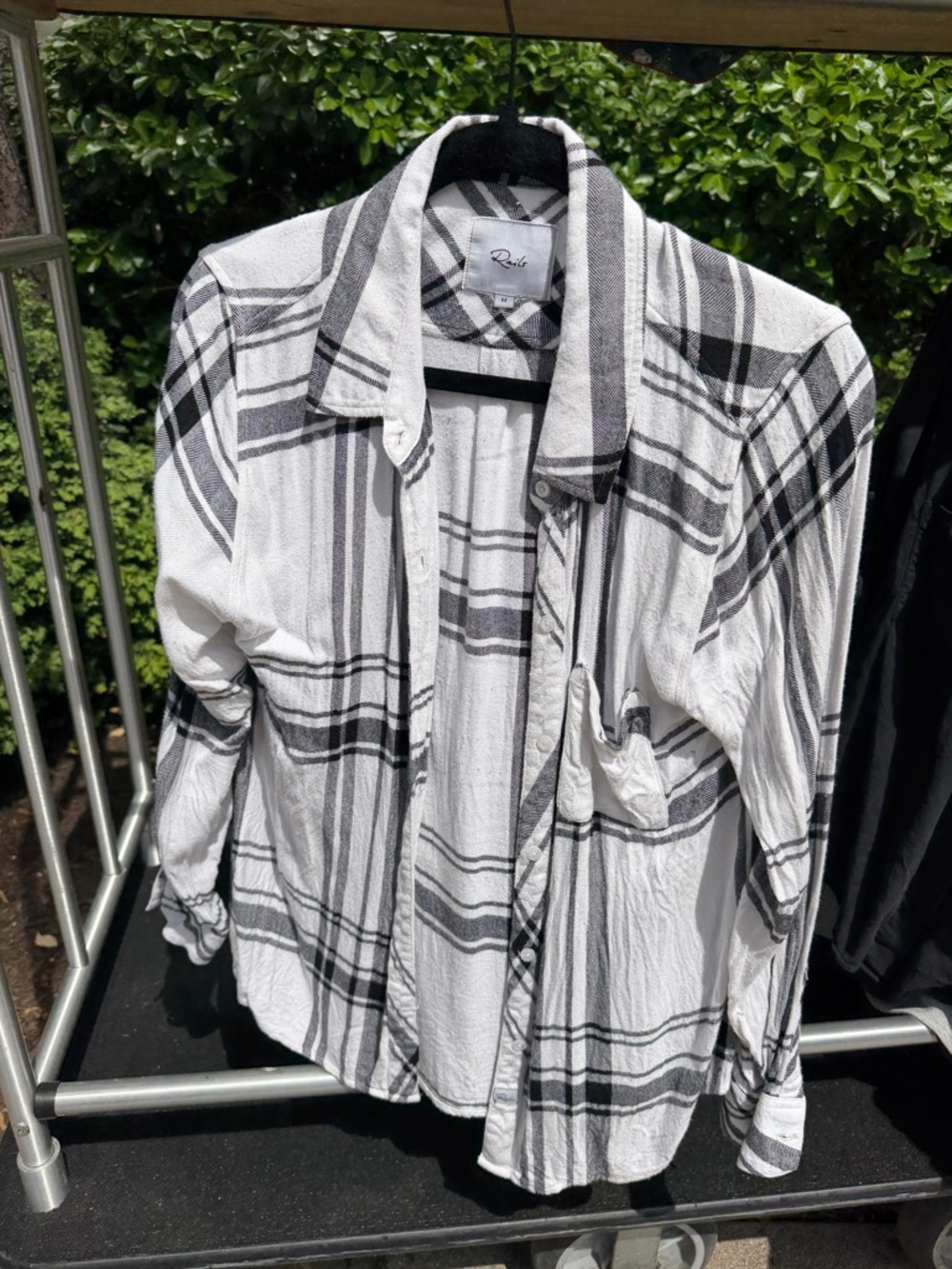 Rails White Black Plaid Button Down Shirt Medium Soft